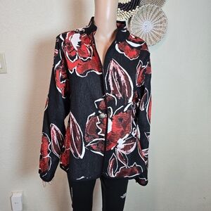 TRIMDIN JACKET SIZE Xl  RED BLACK WHITE  FLORAL REVERSIBLE